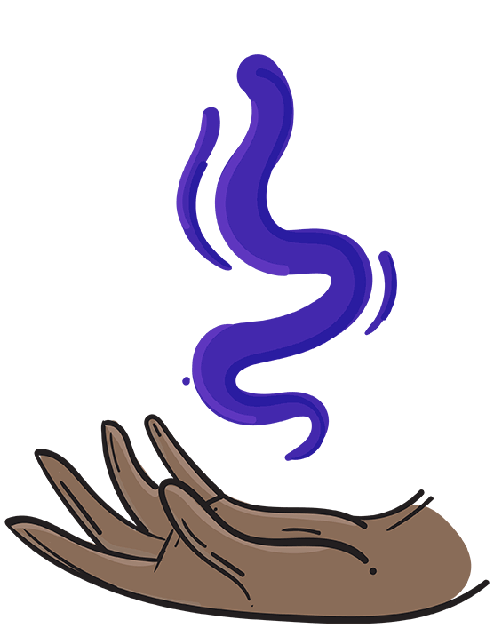 Hand with purple flame